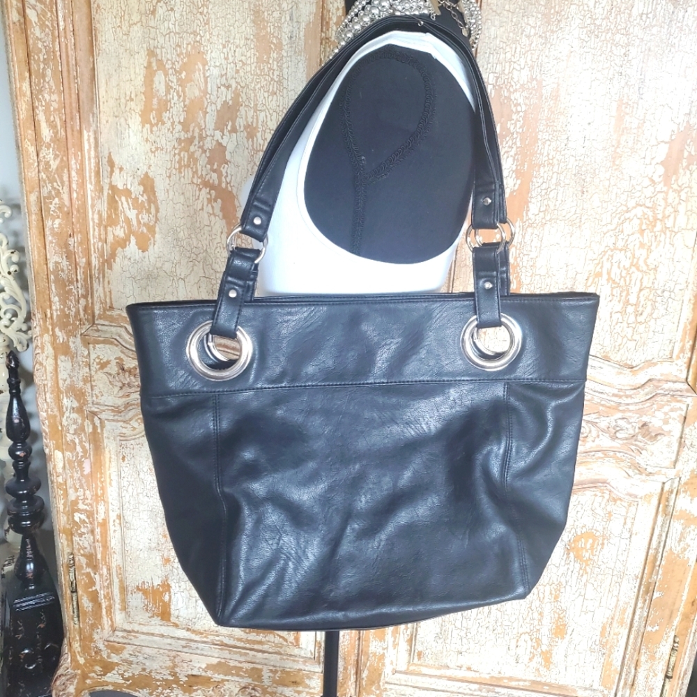 Black Vegan Leather Tote